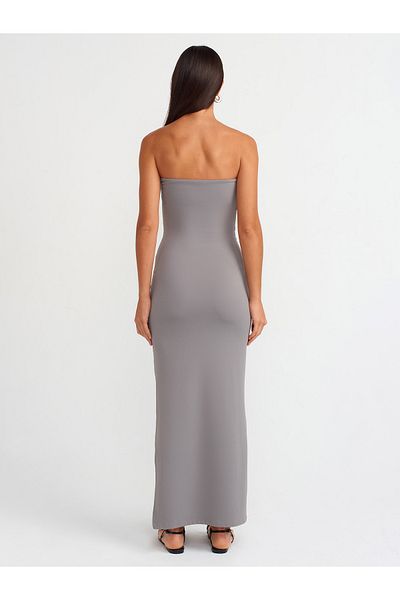 Dilvin 91176 Rochie midi gri fără bretele