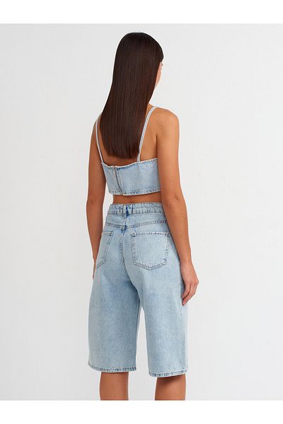 Dilvin 71675 Blue Denim Capri - Țesătură Drapeată