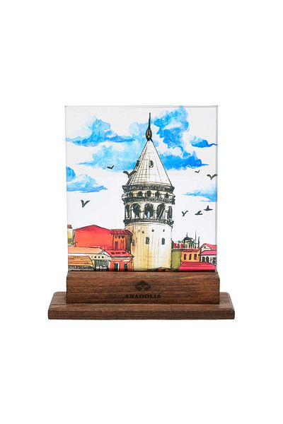 Anadolia Galata Tower And Cloud Small Size Decorative Glass Object