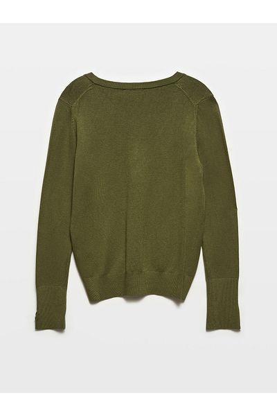 Dilvin 10427 Model Khaki Knitwear Sweater - Slit Sleeves