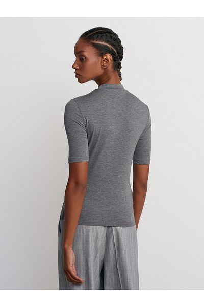 Dilvin 30481 Anthracite High Collar T-Shirt