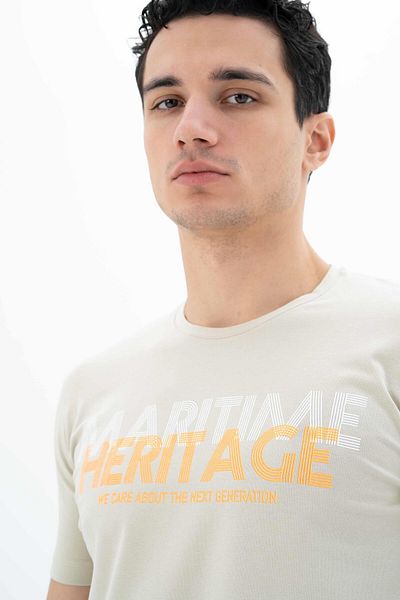 Arma Ανδρικό μπλουζάκι μπεζ Slim Fit Crew Neck Y 25344452201