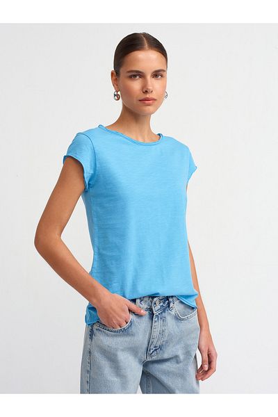 Dilvin 30699 Cotton T-shirt-Turquoise