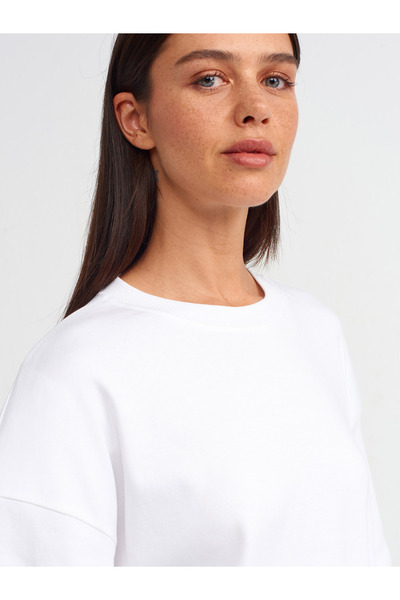Dilvin 31067 White Cotton Padded T-shirt