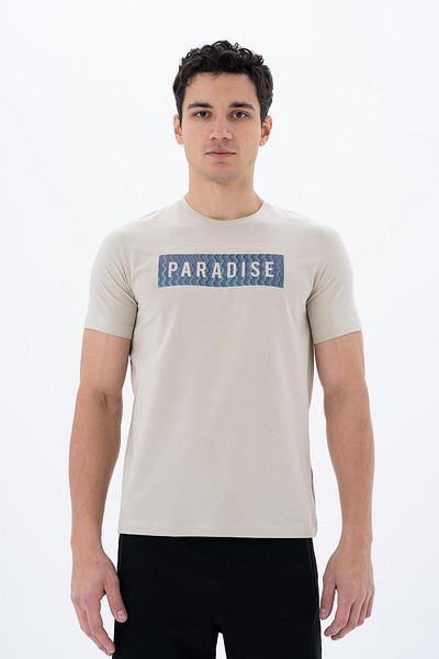 Arma Ανδρικό μπλουζάκι μπεζ Slim Fit Crew Neck Y 25344451901