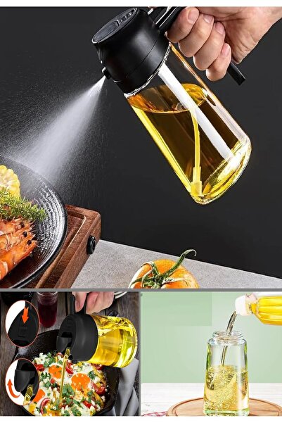 Rosemor 2li Çift Fonksiyonlu  550ml Zeytinyağı Sıvıyağ  Cam Yağdanlık Şişesi ...