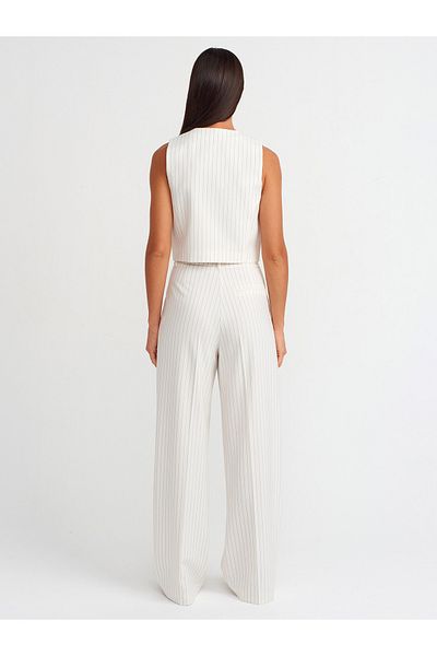 Dilvin 71520 Model High Waist White Long Pants