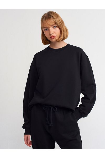 Dilvin 40146 Hanorac cu gât crew-negru