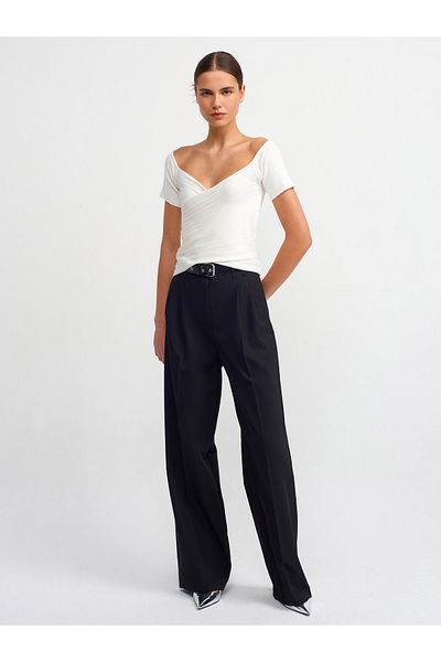 Dilvin 10528 Model Bardot Collar Knitwear Blouse - Ecru