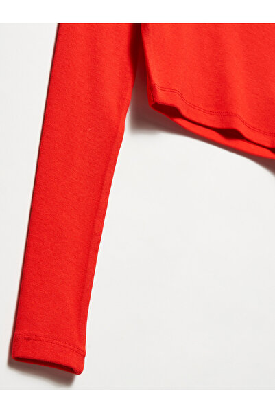 Dilvin 31236 Red Long Sleeve Crop Top