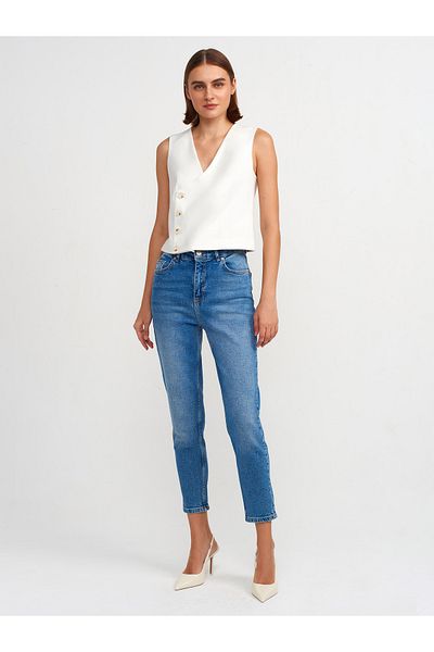 Dilvin 71682 Model - Comfort Slim Fit Blue Denim Trousers