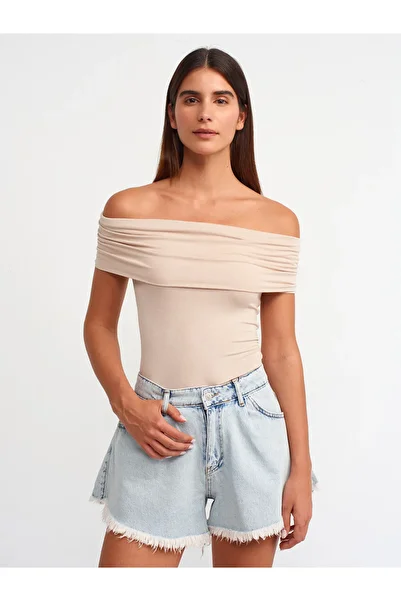 Dilvin 30919 Off Shoulder Ball-Beige
