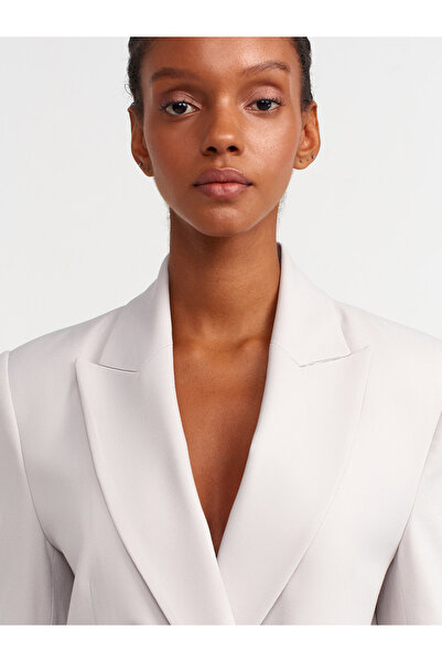 Dilvin 60740 Stone Color Contra Cuffed Blazer Jacket