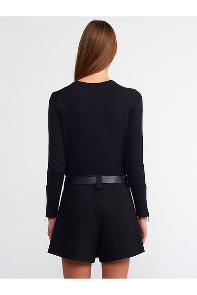 Dilvin 80830 Fustă mini scurtă dublă cu centură - negru
