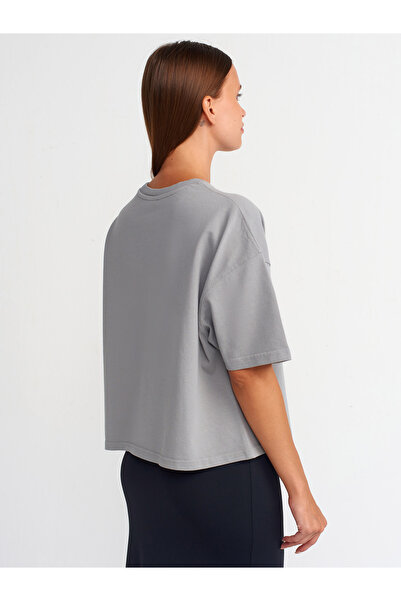 Dilvin 31017 Gray Cotton Short Sleeve T-shirt