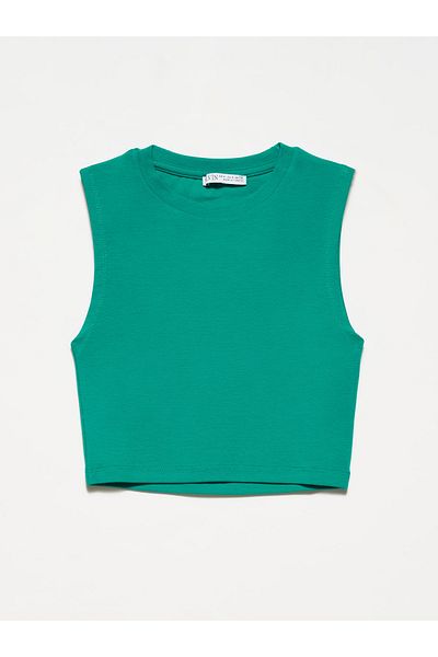 Dilvin 30125 Crop Top-Green