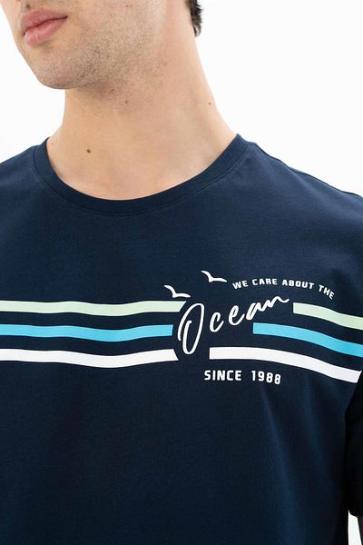 Arma Ανδρικό μπλουζάκι Navy Blue Plus Size Crew Neck Y 25344869901