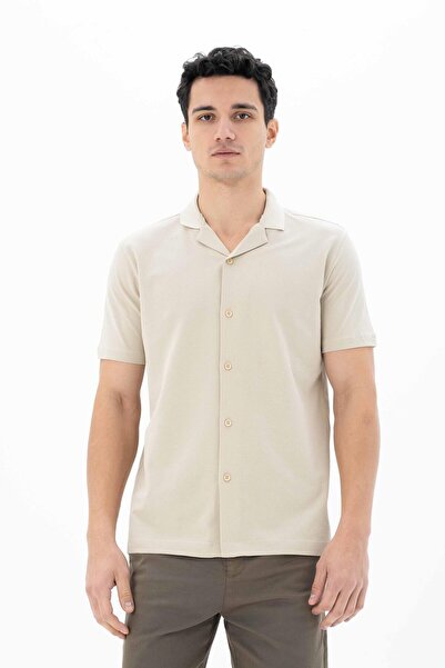 Arma Men's Beige Large Size Polo Collar Shirt Y 25184866501