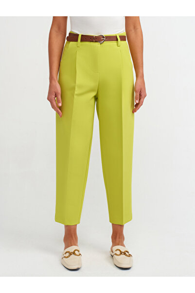 Dilvin 71292 Arched Carrot Fit Trousers-Pistachio Y.