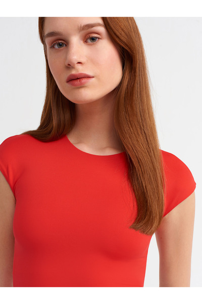 Dilvin 30856 Polyamide T-shirt-Red