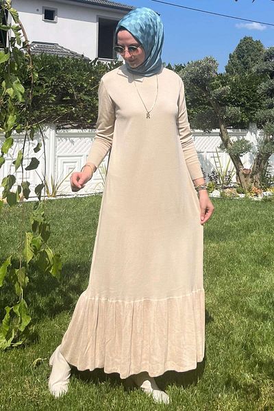 Rabia Şamlı Πλεκτό Φόρεμα Ονειρικό Χρώμα Πέτρας