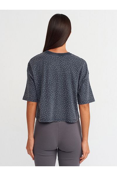 Dilvin 30710 Anthracite Oversize Stone Printed T-shirt
