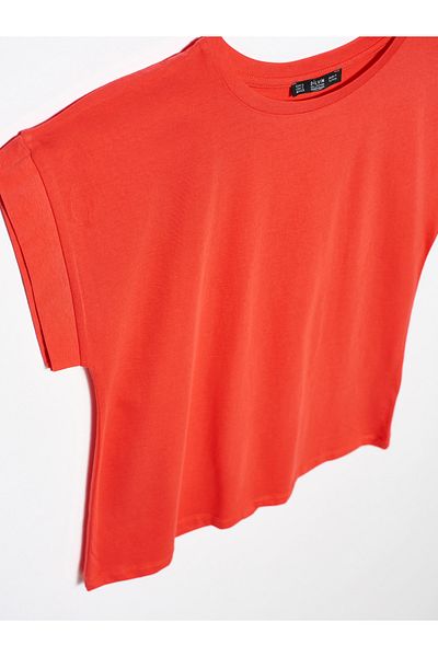 Dilvin 3504 Μπλουζάκι Crew Neck Χτενισμένο βαμβακερό-κόκκινο