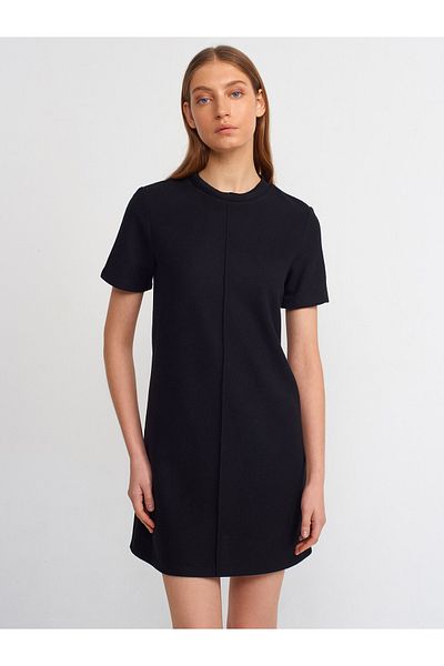 Dilvin 90810 Soft Mini Dress-Black