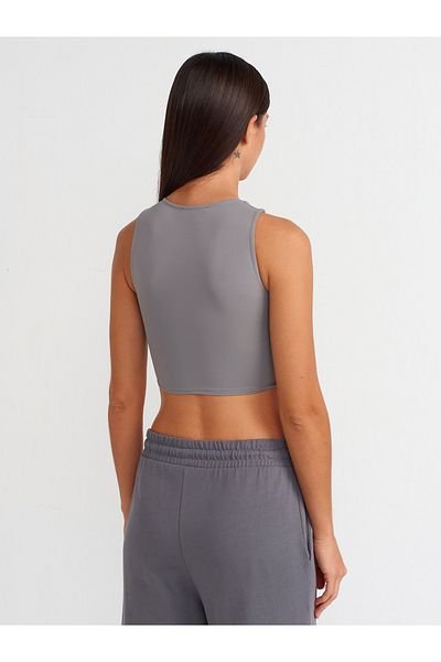 Dilvin 20902 Model - Polyamide Gray Crop Top