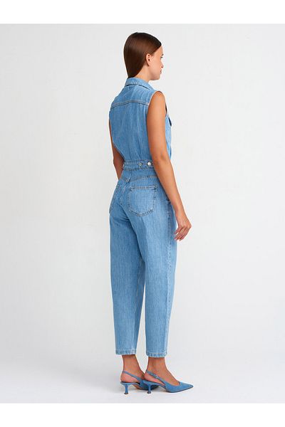 Dilvin 71674 Salopetă albastră din denim fără mâneci