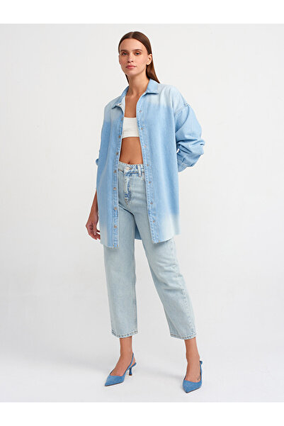 Dilvin 50718 Cămașă albastră oversize din denim