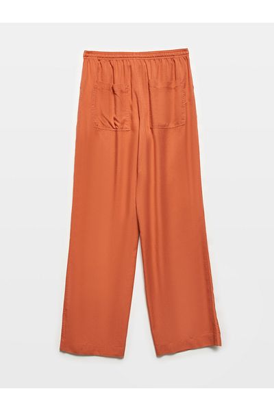 Dilvin 71536 Brick Color Draped Trousers with Waist Ties