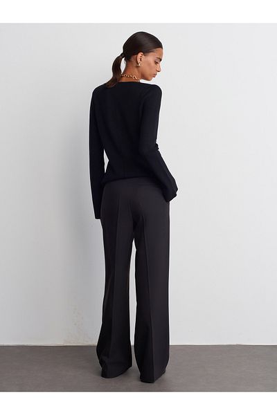 Dilvin 71543 Black High Waist Classic Trousers