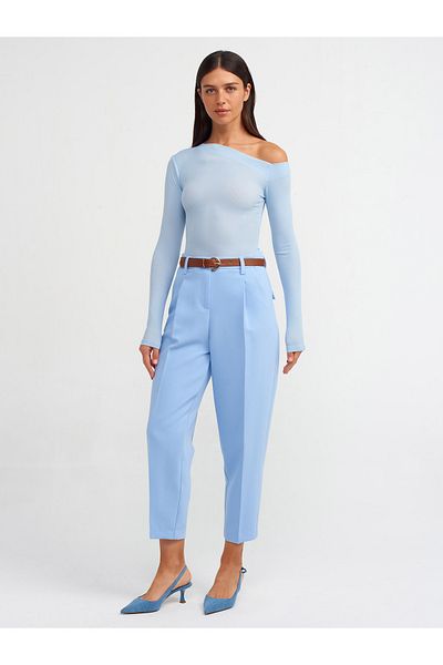 Dilvin 71292 Pantaloni Carrot Fit cu centură-albastru