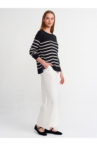 Dilvin 10542 Pulover-Negru-Crem
