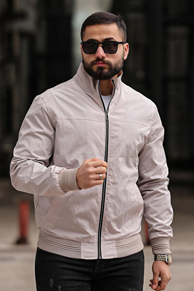 LUGMO Ανδρικό πουκάμισο με γιακά ανοιξιάτικο παλτό με επένδυση εποχιακό μπουφάν μπεζ