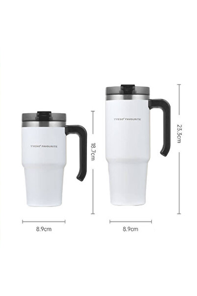 Tyeso Maxus Mug Vacuum Double Walled Heat Insulated with Straw 600 ML Pink