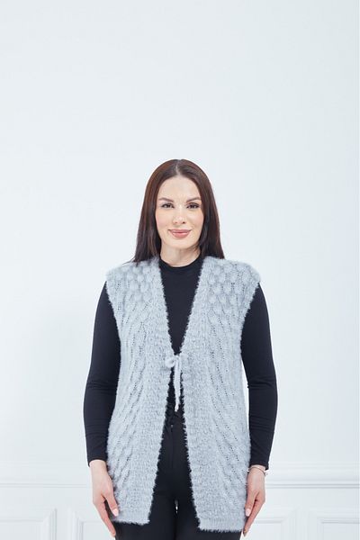 Elçelya Moda Gray Soft Women's Bridal Vest - Standard Design