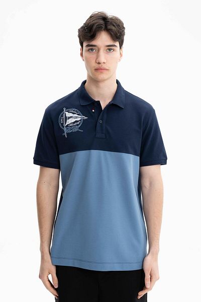 Arma Ανδρικό μπλουζάκι Navy Blue Regular Fit Pique Polo Neck T-shirt Y 27374352801
