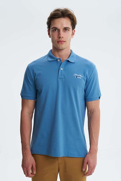 Arma Tricou albastru Lycra Pique cu gât polo pentru bărbați Y 27374307701