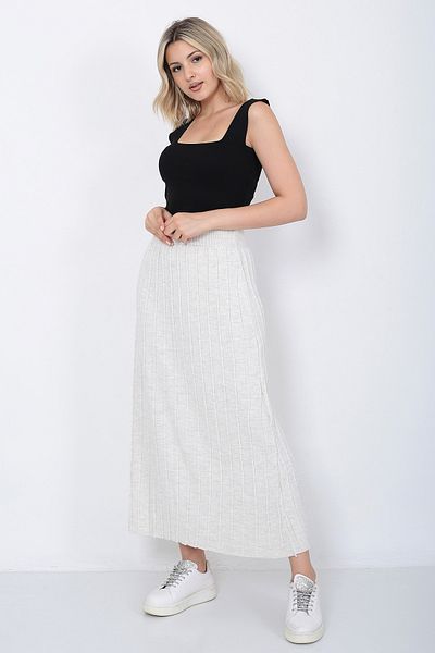 LUGMO Γυναικεία Πλεκτά Φούστα Oversize Stone Χρώμα