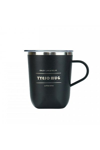 Tyeso 300ml Black Cubic Mug - Vacuum, Stainless Steel, With Thermal Lid