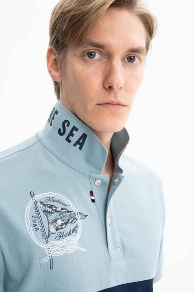 Arma Tricou pentru bărbați Blue Pique, 100% bumbac, cu gât polo, mărime mare, Y 27374867301