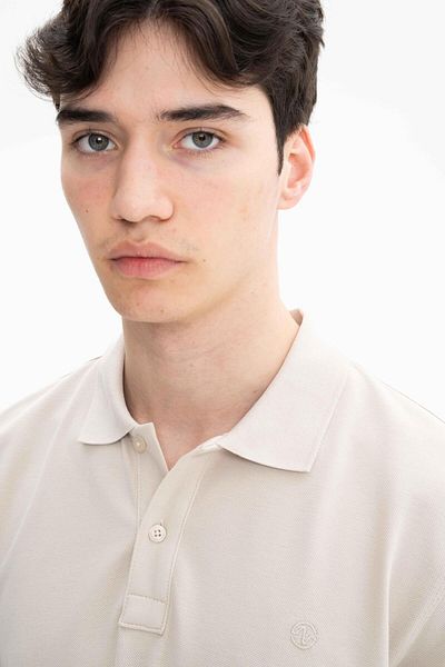 Arma Ανδρικό μπλουζάκι με πλεκτό μπεζ Piyes Regular Fit Polo Neck