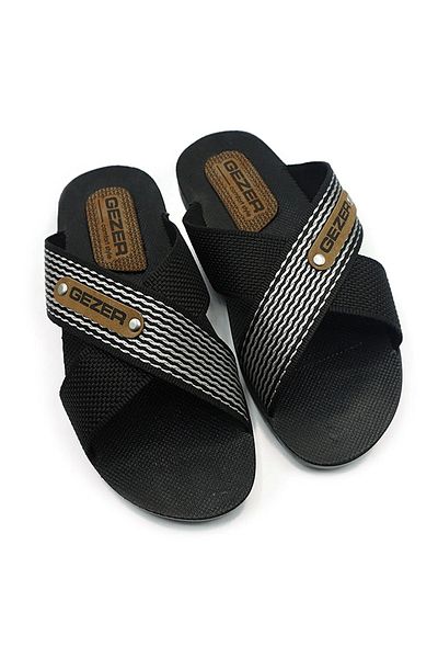 GEZER Ανδρικές παντόφλες με ριγέ σχοινί Street Summer Black