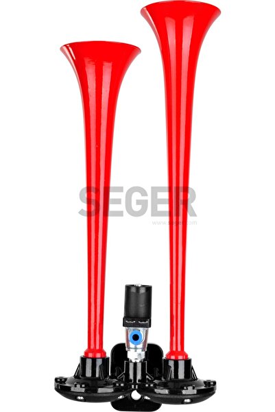 Seger 80AH Havalı Korna 12V İkili Düz Ses Kırmızı Plastik Borulu 80AH