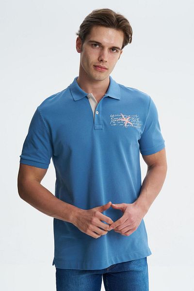 Arma Tricou albastru pentru bărbați, 100% bumbac, cu gât polo, Y 27374353501