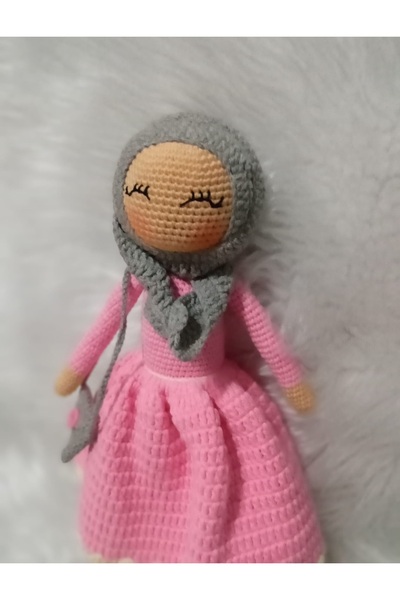 Toyscity Pembe Neşeli Tesettürlü Amigurumi Örgü Oyuncak