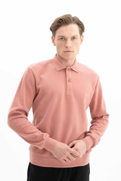 Arma Ανδρικό φούτερ με ροζ κανονική εφαρμογή - Φούτερ με κουμπιά από ύφασμα Thessaloniki