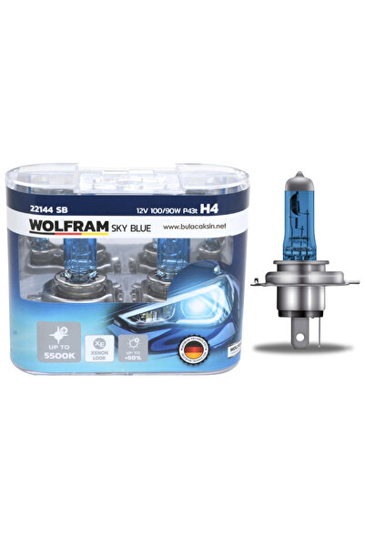 WOLFRAM H4 Ampul Sky Blue Beyaz Işık 12V 100/90W